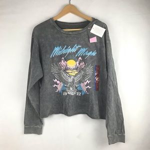 NWT Grayson Threads GRAY Crop Top Lightweight Long Sleeve Top Size Large